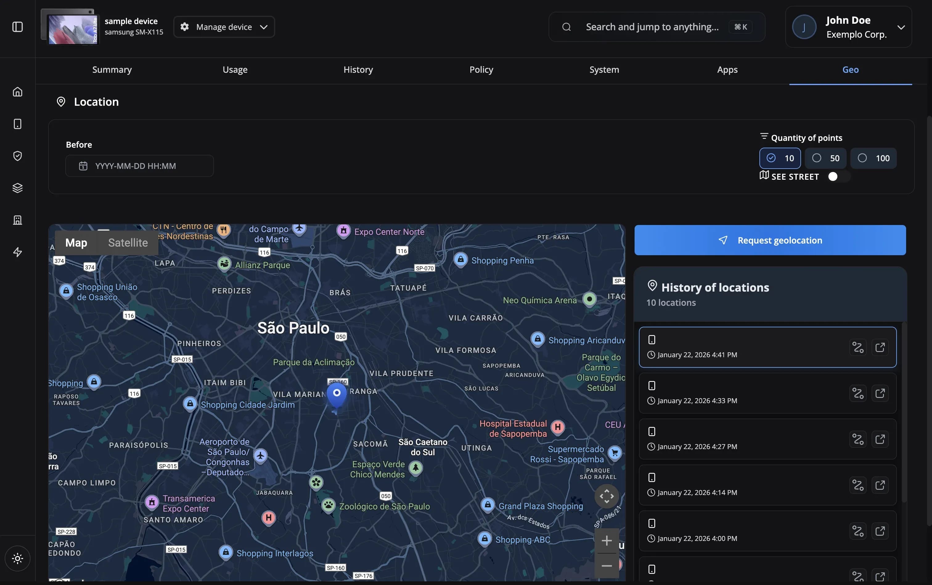 Location Services Map