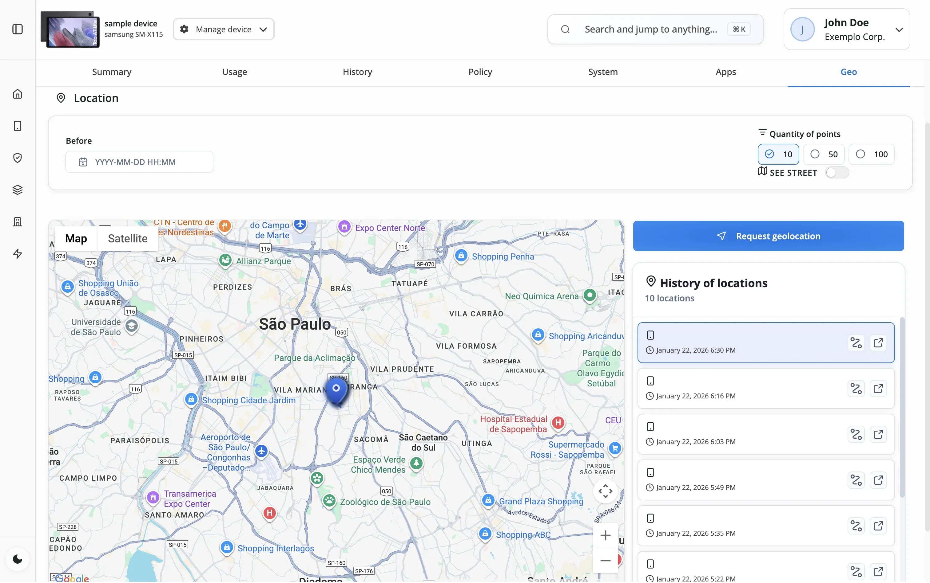 Location Services Map
